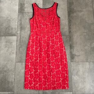 ABS Allen schwartz red lace sleeveless dress size 6